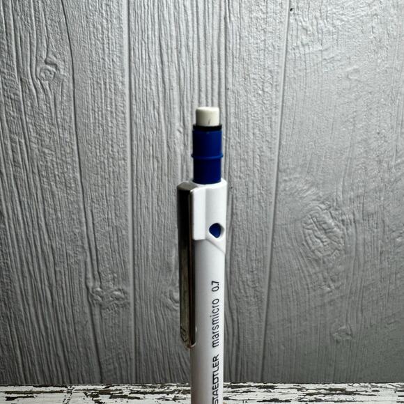 Vintage Staedtler Marsmicro Drafting Mechanical Pencil 0.7mm Germany White Blue - Picture 3 of 8